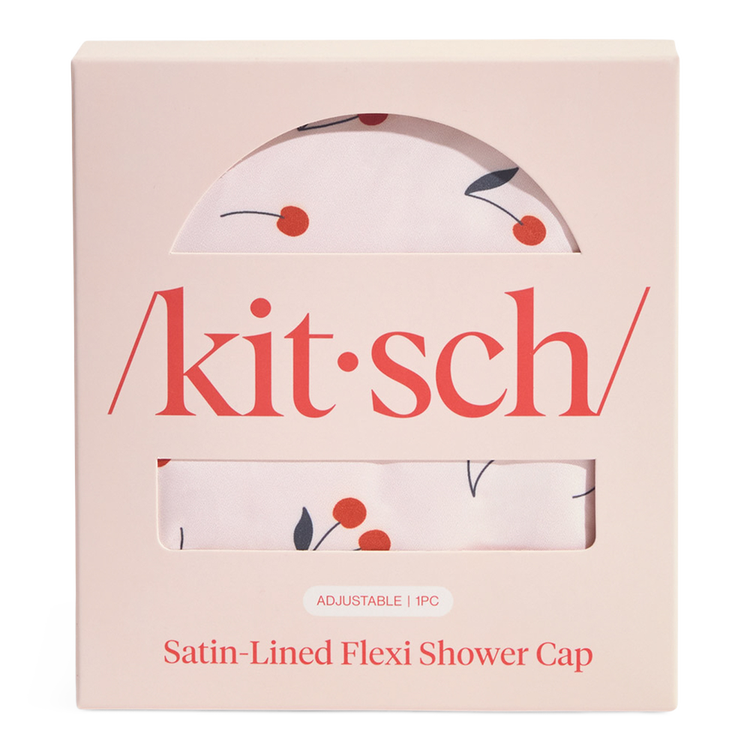 Kitsch Satin Lined Flexi - Gorro de Ducha con Forro de Satén - Cherry