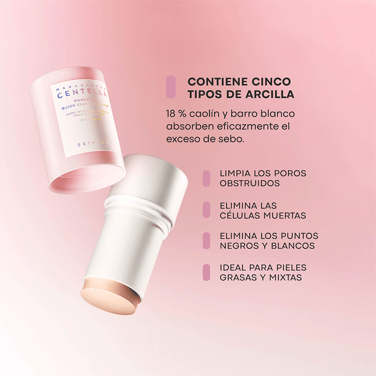 Madagascar Centella - Mascarilla facial en barra, con 5 tipos de arcilla y polvo fino de frijol rojo
