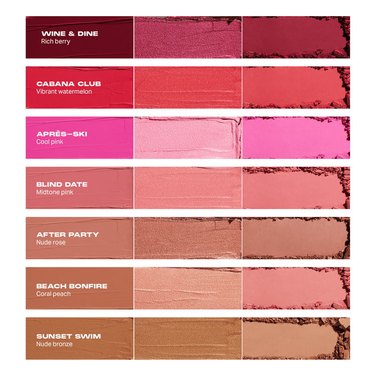Cheek Thrills - Paleta de Rubor Multi-Finish, 3 texturas satinado, bálsamo y polvo
