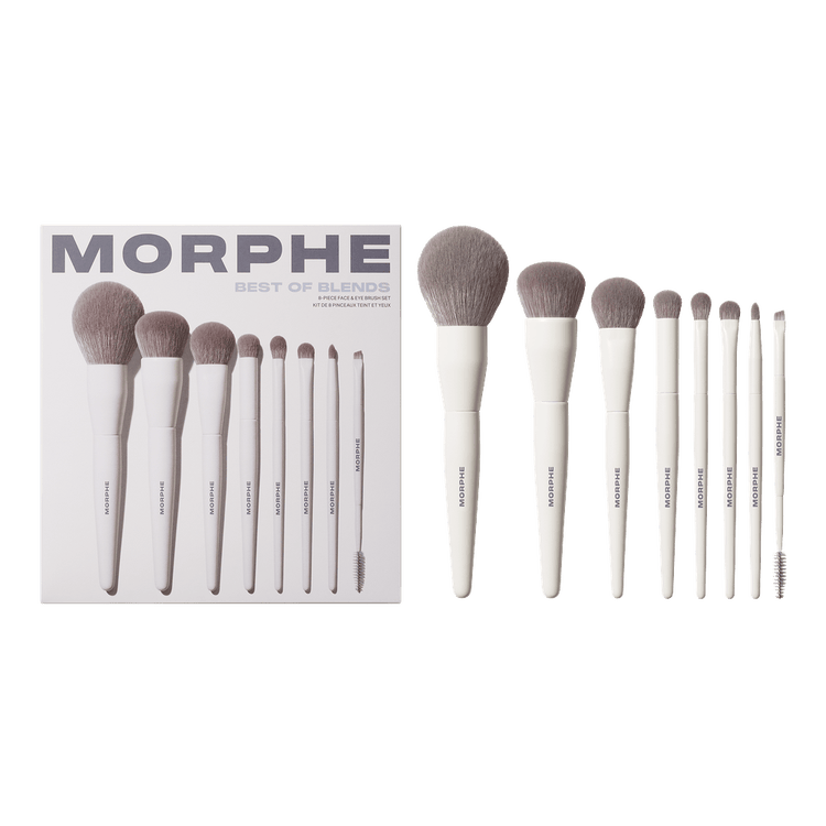 Best of Blends - Set de Brochas de Maquillaje, cerdas infusionadas con iones de plata - 8 piezas