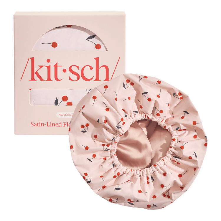 Kitsch Satin Lined Flexi - Gorro de Ducha con Forro de Satén - Cherry
