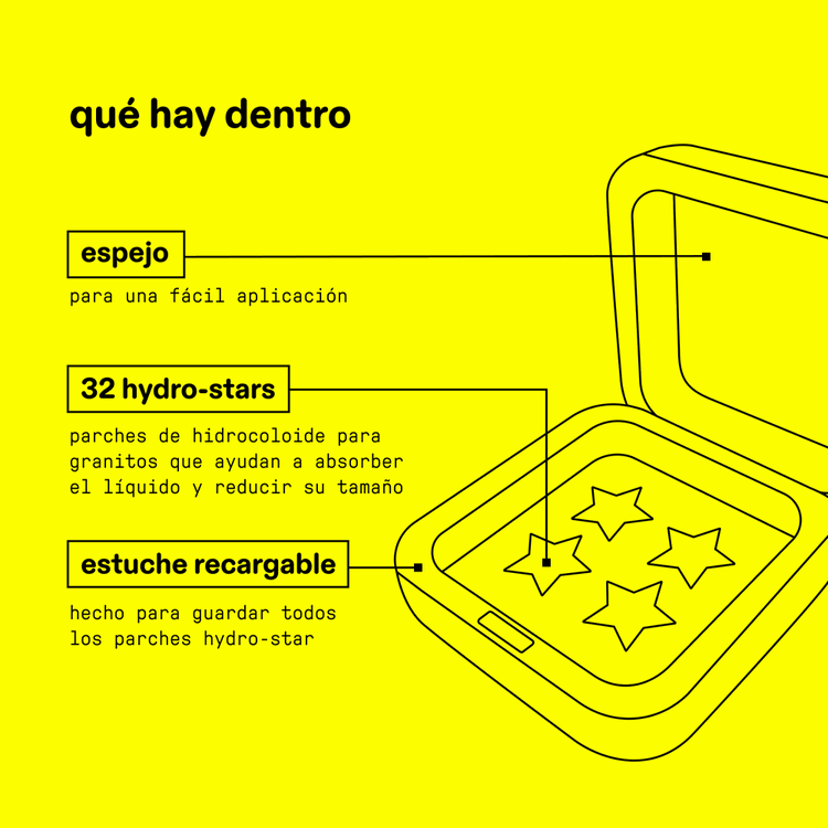 Hydro-Star® Pimple Patches + Big Yellow Compact - Parches hidrocoloides para barros, Reduce los barros en 6 horas
