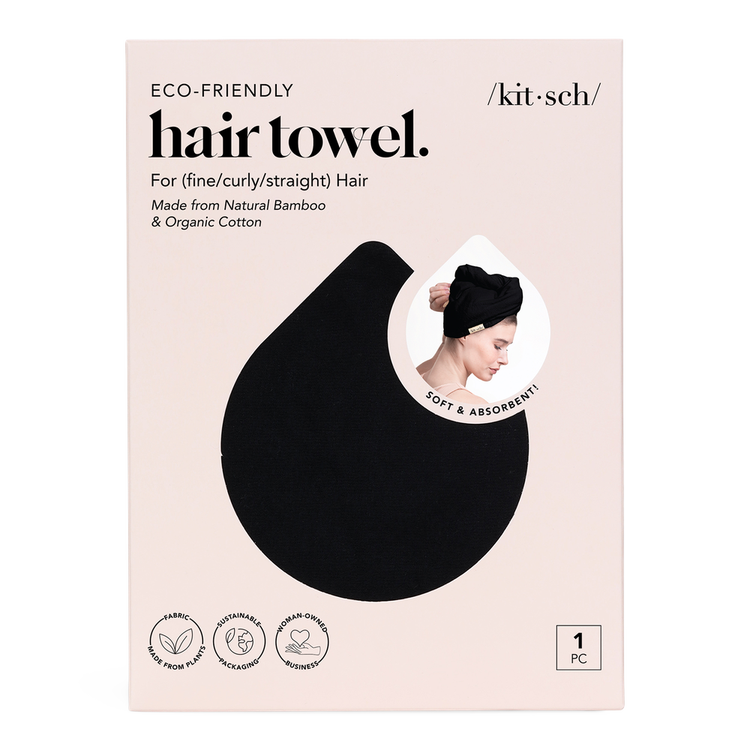 Kitsch Eco-Friendly - Toalla de Microfibra para Cabello, secado rápido - Black