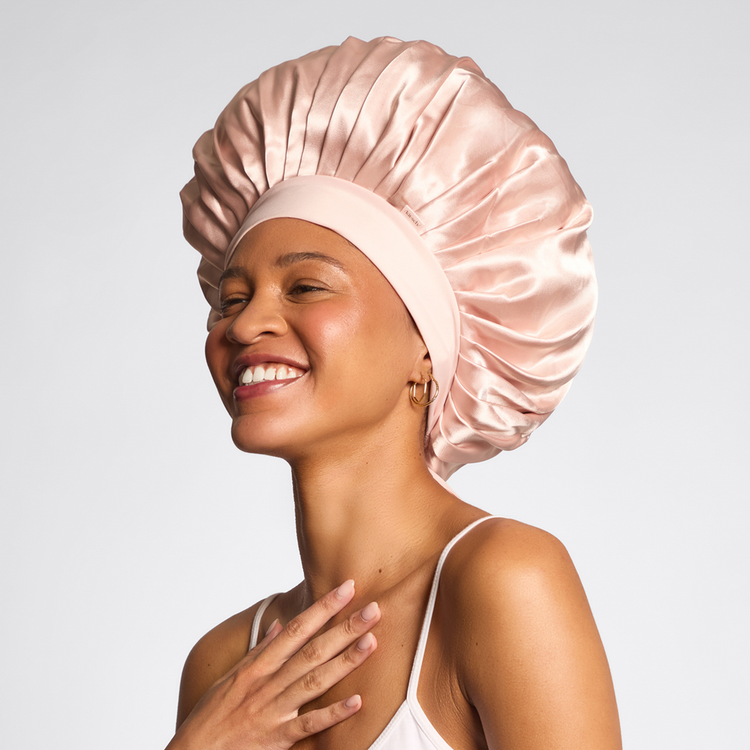 Kitsch - Gorro de Satín Ajustable y Extragrande, protección nocturna para cabello - Blush