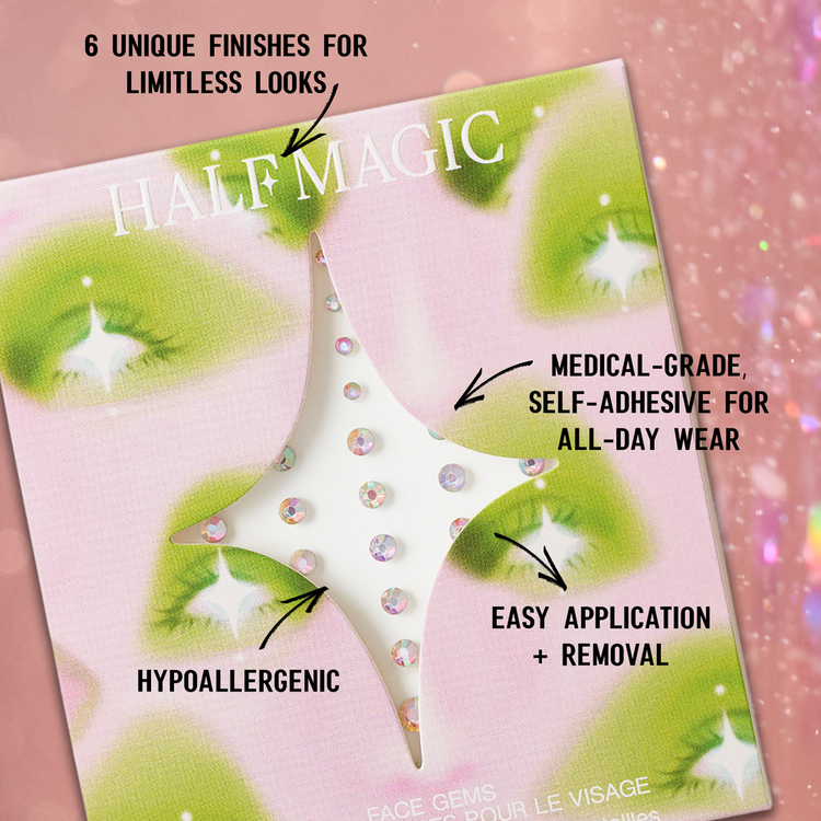Rhinestone Fantasy - Set de Gemas Faciales Autoadherentes con Pinzas