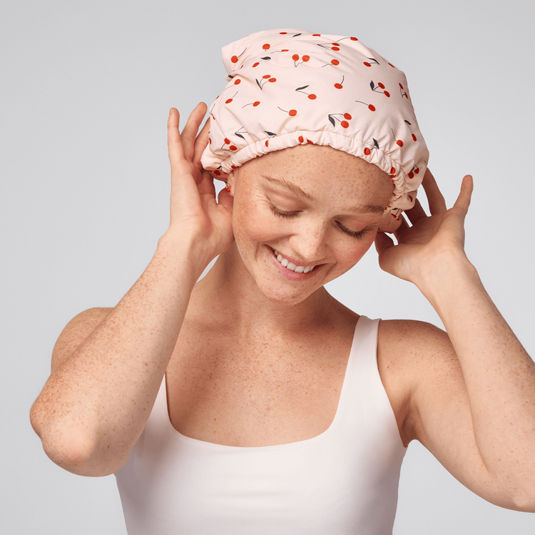 Kitsch Satin Lined Flexi - Gorro de Ducha con Forro de Satén - Cherry