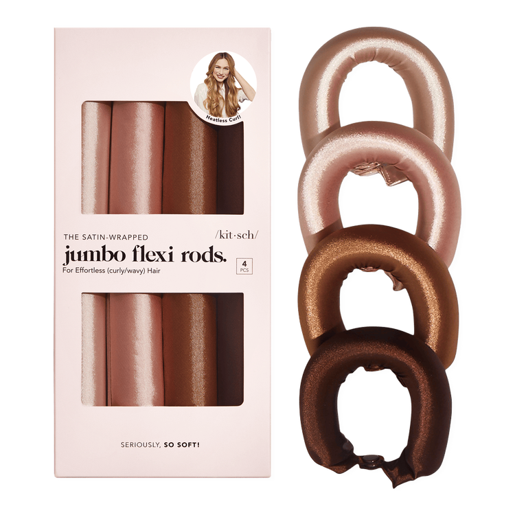 Satin Jumbo Flexi Rods - Rizadores de Tela Satinada, sin daño térmico - Set 4 piezas - Rosewood