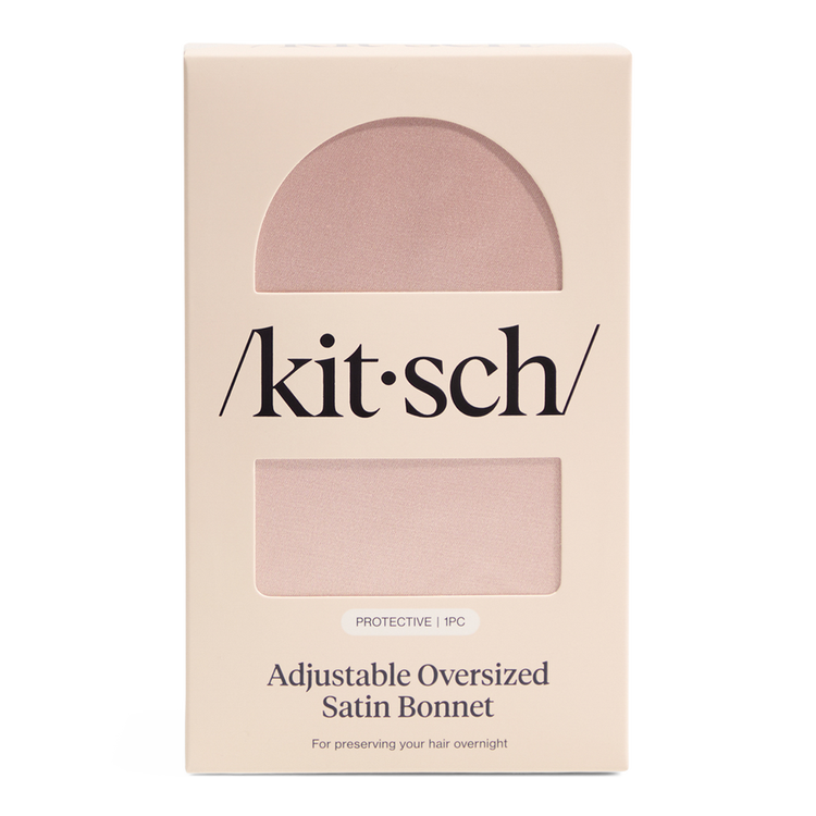 Kitsch - Gorro de Satín Ajustable y Extragrande, protección nocturna para cabello - Blush
